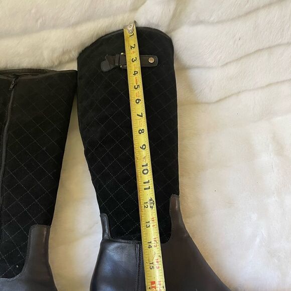 Isaac Mizrahi live black leather riding boots side zipper & top elastic size 9M - Picture 11 of 15